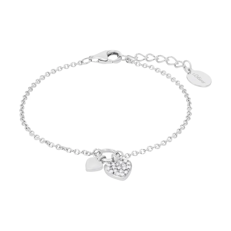 s.Oliver Bracelet Fille Argent 925 Cœur Blanc