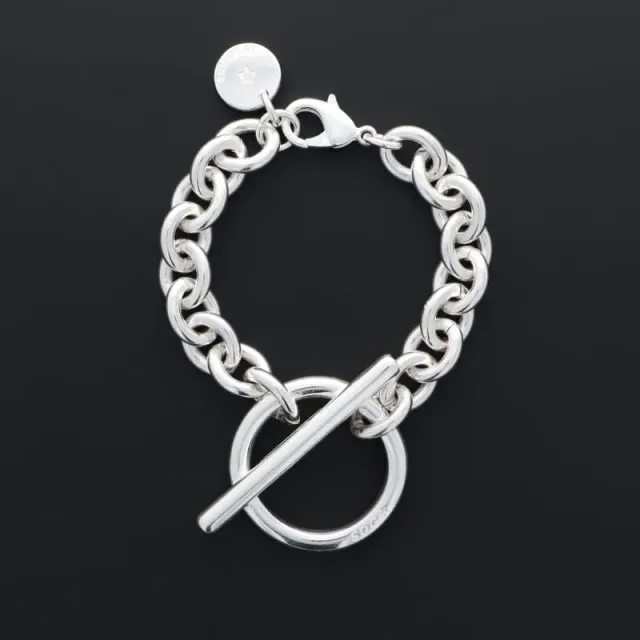 Secret de Cuir N°1336 bracelet rond barre plaqué argent