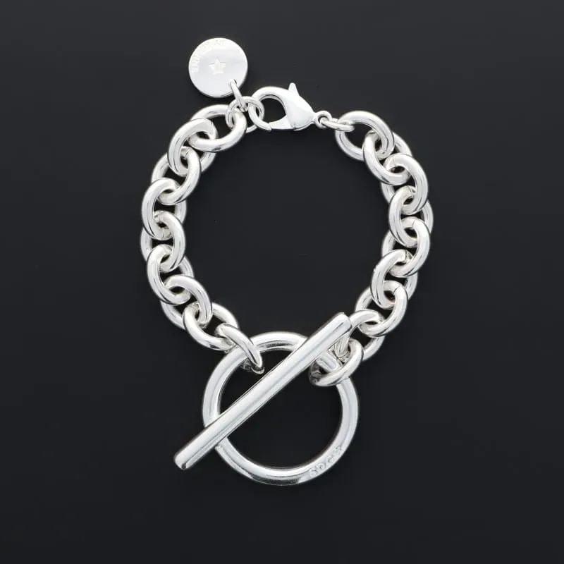 Secret de Cuir N°1336 bracelet rond barre plaqué argent