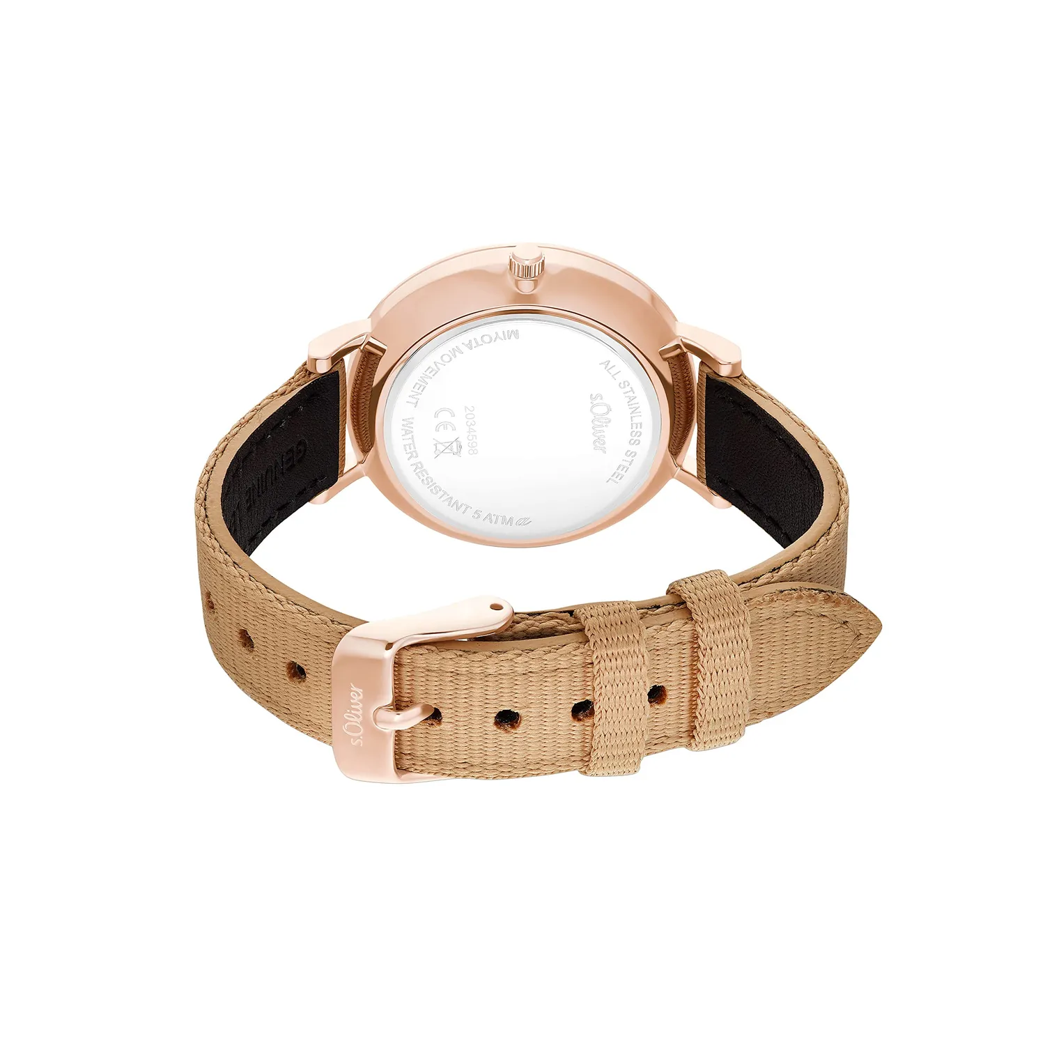 s.Oliver montre femme cuir marron clair quartz