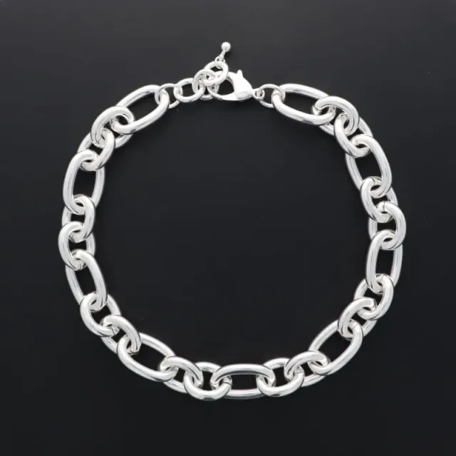 Secret de Cuir N°1565 collier forçat plat XL argent