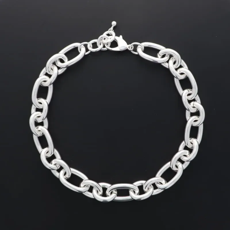 Secret de Cuir N°1565 collier forçat plat XL argent