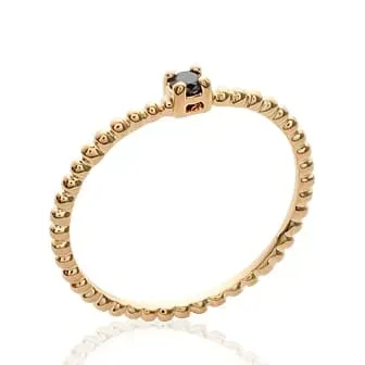 Oriana France bague fine zircon noir plaqué or
