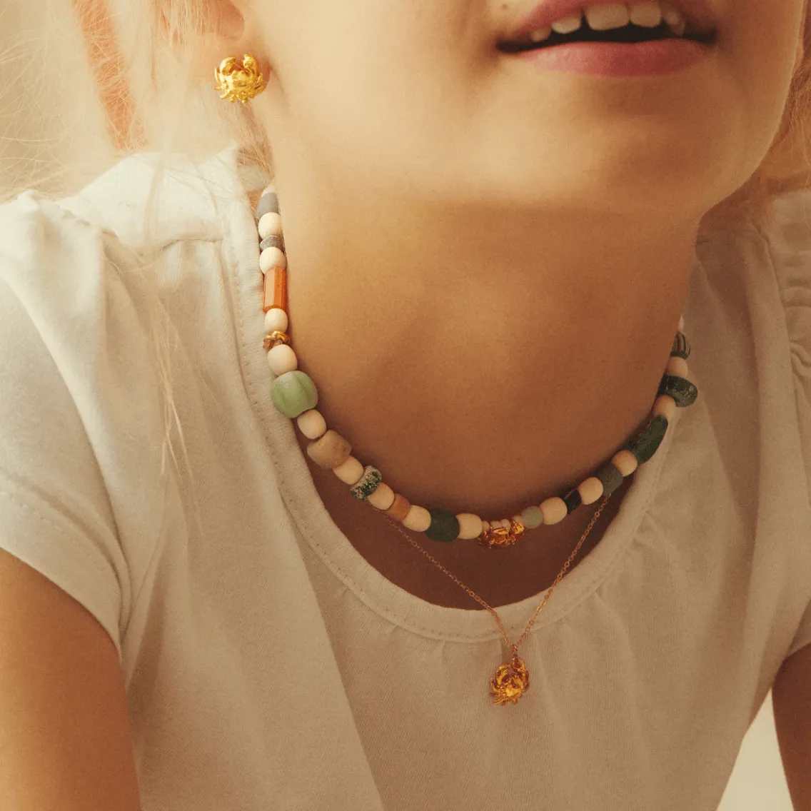 Elise Tsikis Clapotis Semaphore collier enfant lin ajustable