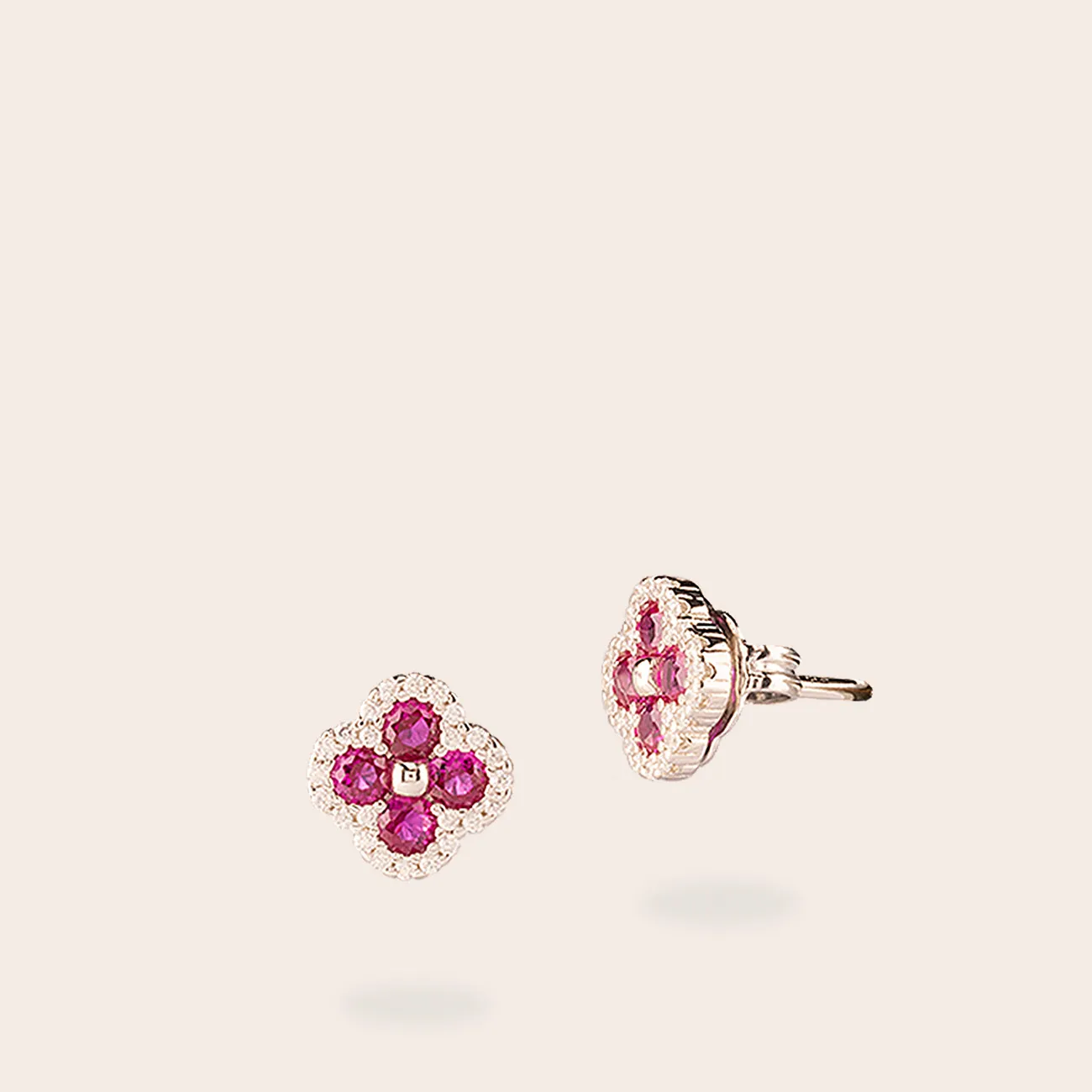 Ultima Edizione Mini Fiore boucles fleur 4 pétales zircons
