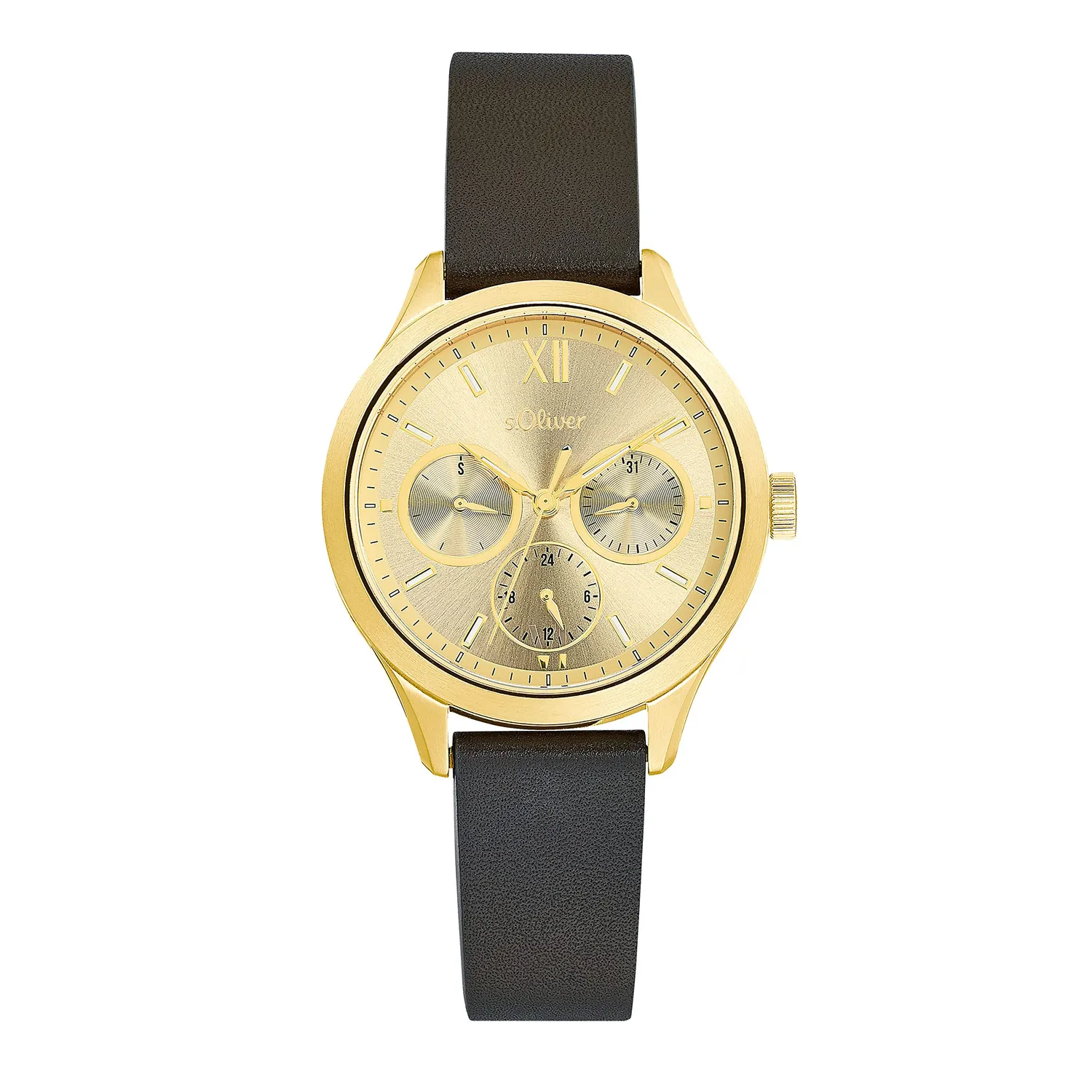 s.Oliver montre femme cuir marron clair quartz