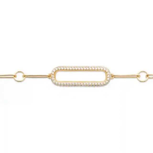 Oriana France bracelet plaqué or mailles allongées zircon