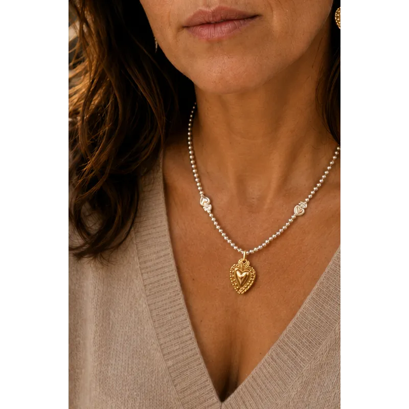 Secret de Cuir N°1739 collier perles ex-voto bicolore