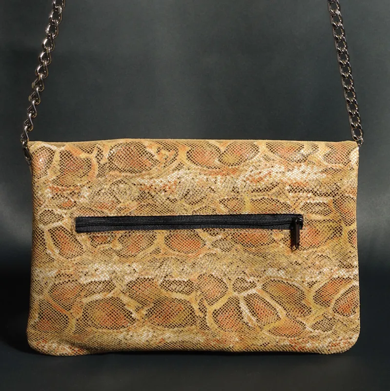 Secret de Cuir pochette orange serpent cuir