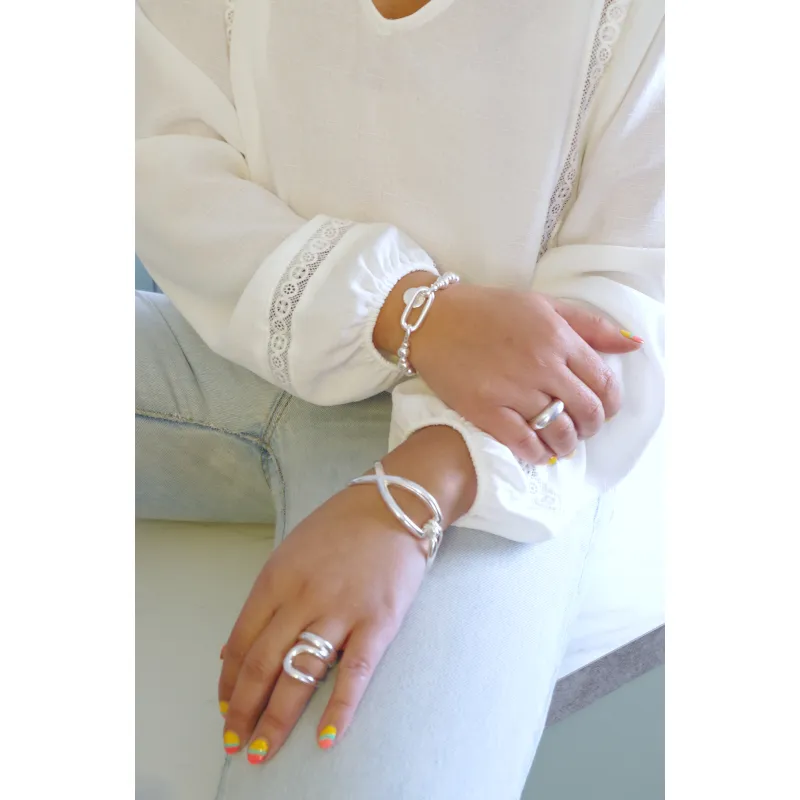 Secret de Cuir N°1409 infini bracelet argent plaqué