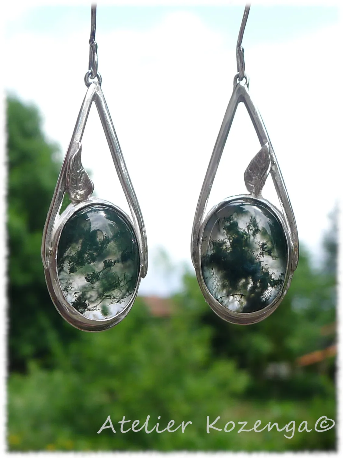 L'Atelier Kozenga Agates mousse boucles d'oreilles argent
