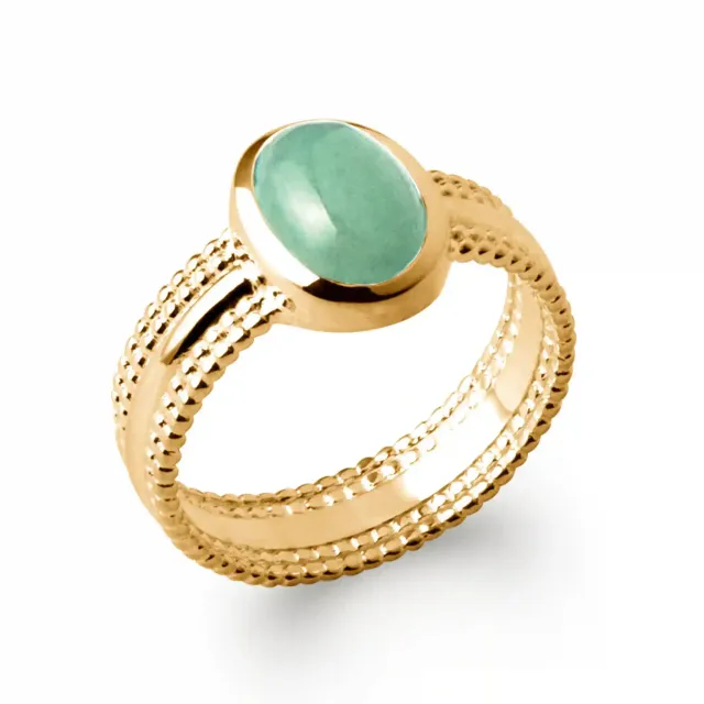 Oriana France bague aventurine large plaqué or verte