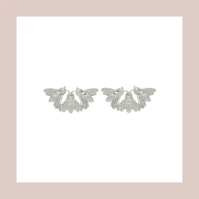 Lorella Tamberi Canal Bee Queen Fan-Shaped Bee boucles d’oreilles argent