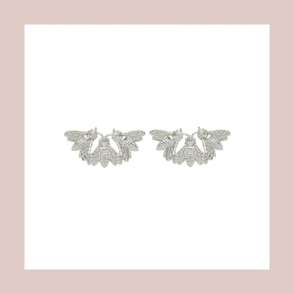 Lorella Tamberi Canal Bee Queen Fan-Shaped Bee boucles d’oreilles argent
