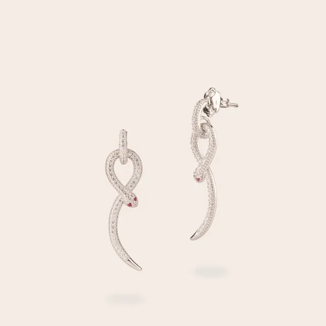 Ultima Edizione boucles d'oreilles serpent zircons blancs