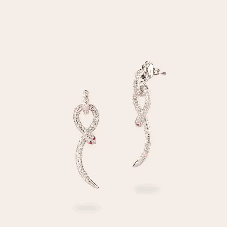 Ultima Edizione boucles d'oreilles serpent zircons blancs