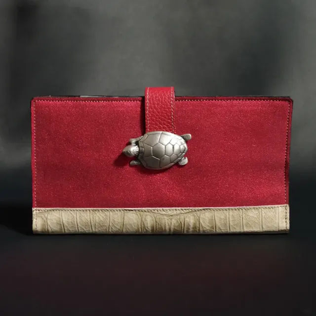 Secret de Cuir portefeuille GM tortue rouge cuir 22x12 cm