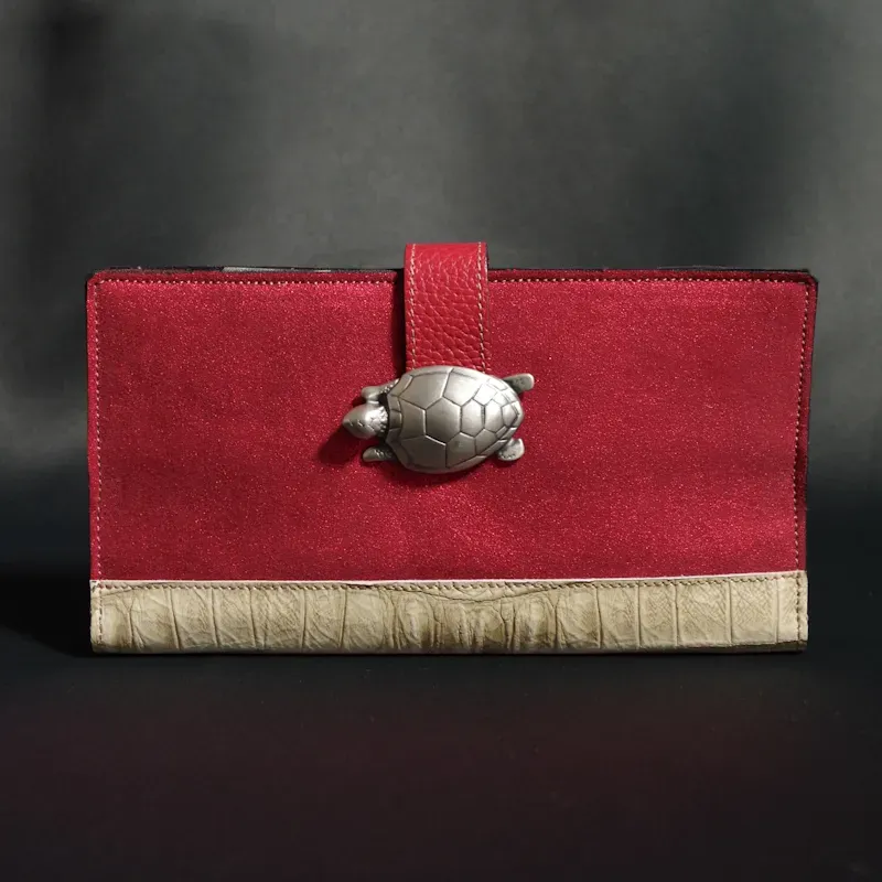 Secret de Cuir portefeuille GM tortue rouge cuir 22x12 cm