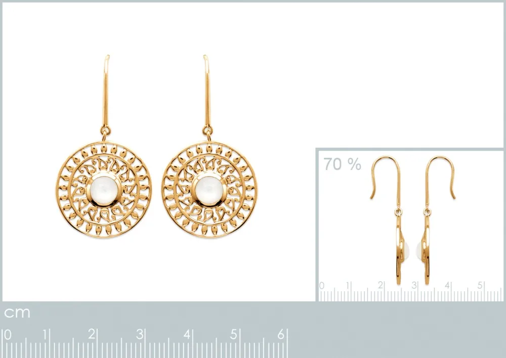 Oriana France arabesques boucles pendantes pierre de lune