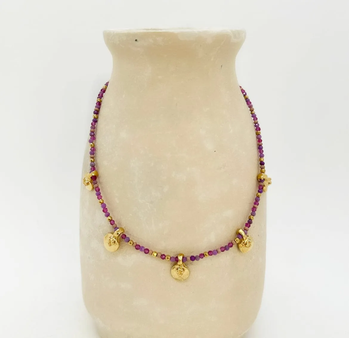 Elise Tsikis Efendi collier perles mauve lépidolite