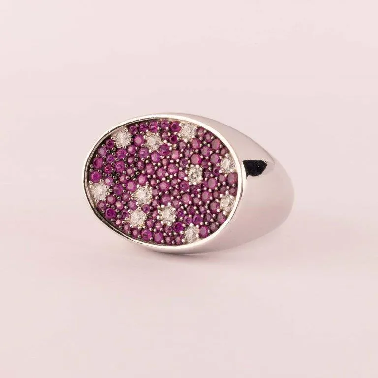 ULTIMA EDIZIONE Pavé ovale bague zircons colorés