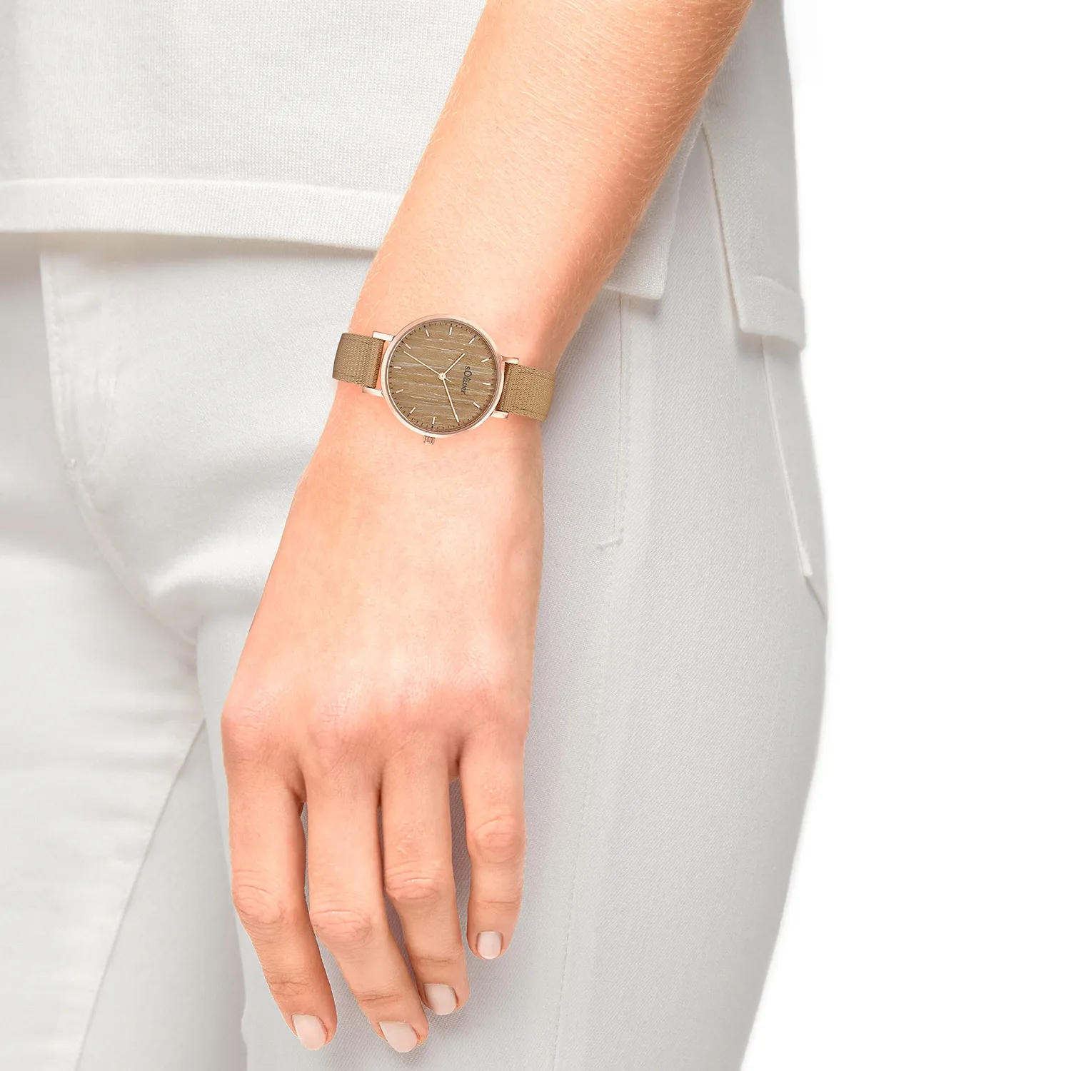 s.Oliver montre femme cuir marron clair quartz