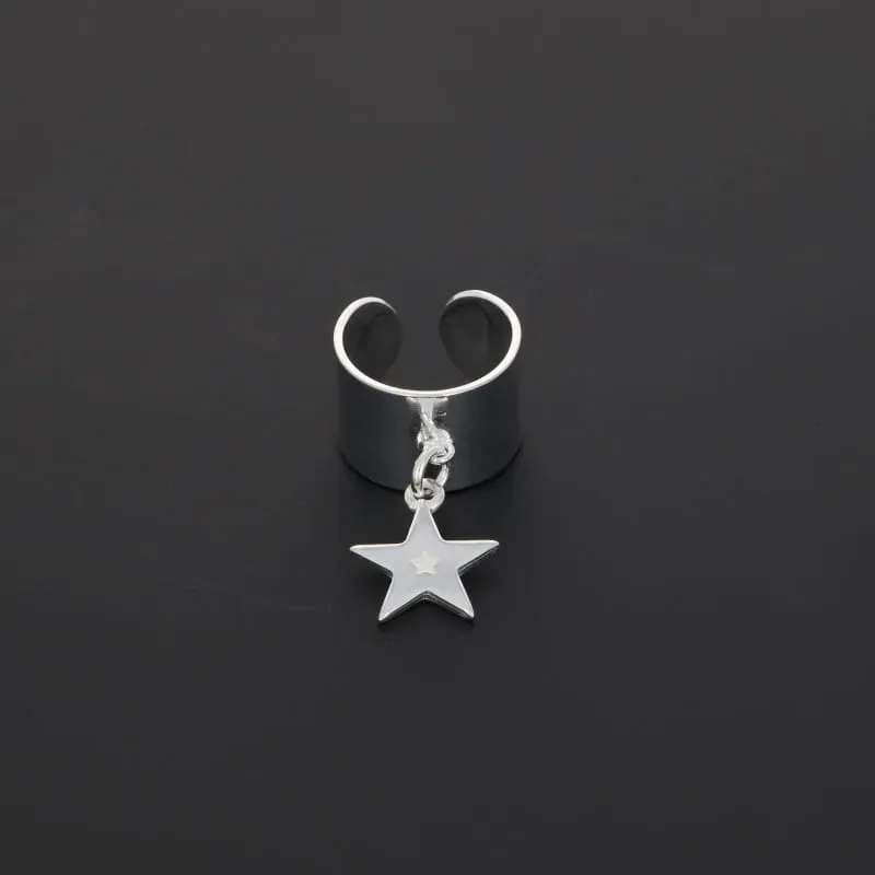 Secret de Cuir N°716 bague étoile argentée pampille