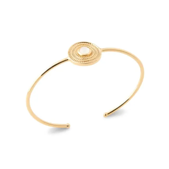 Oriana France jonc pierre de lune bracelet plaqué or ouvert