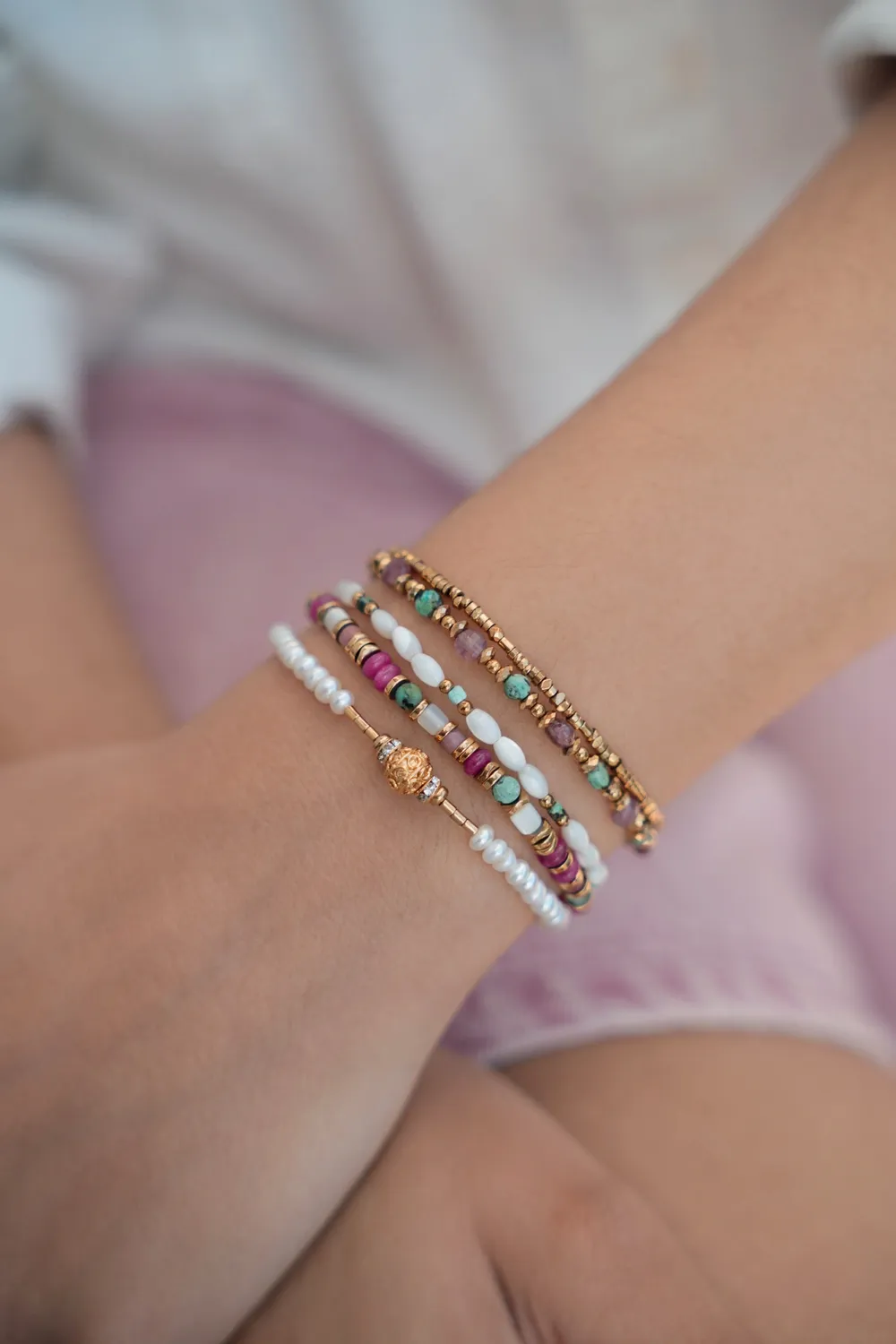 Cloralys Aria bracelet perles naturelles 15 cm