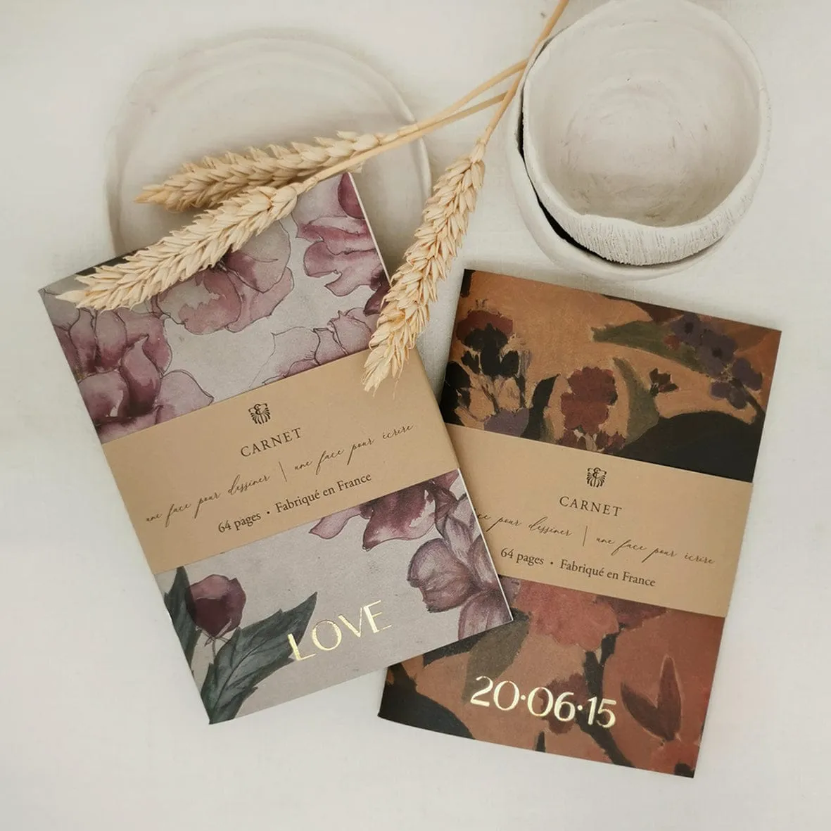 Elise Tsikis Simone duo carnets A5+A6 fleuris lignés