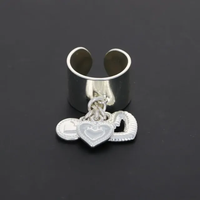Secret de Cuir N°1700 bague trio coeur plaqué argent