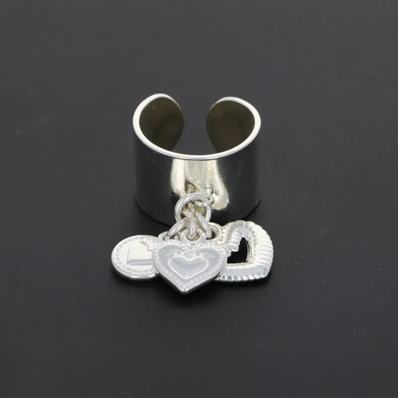 Secret de Cuir N°1700 bague trio coeur plaqué argent