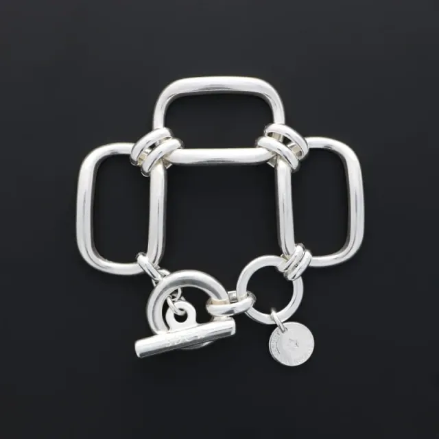 Secret de Cuir N°1210 bracelet argent plaqué 3 incurvés