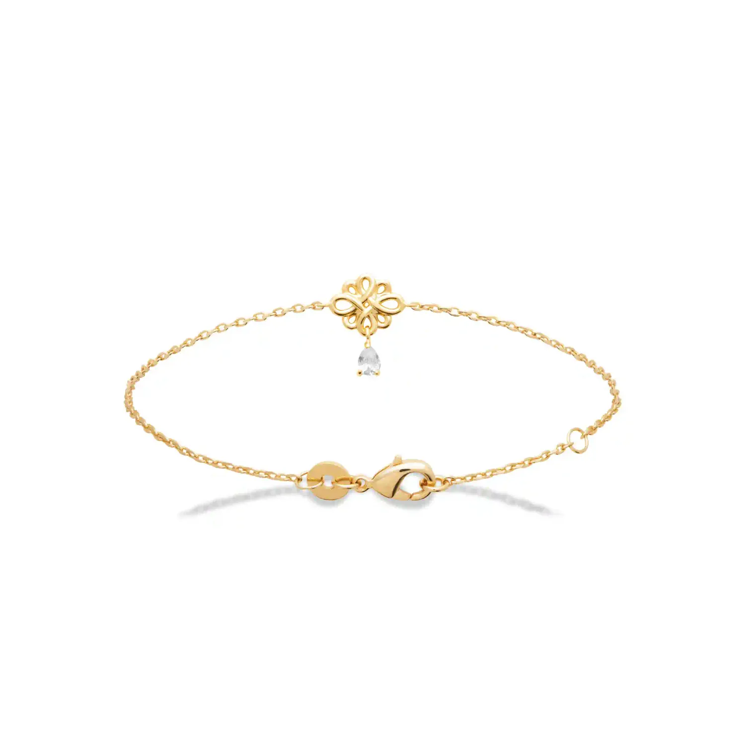 Oriana France fleur diamant bracelet plaqué or breloque