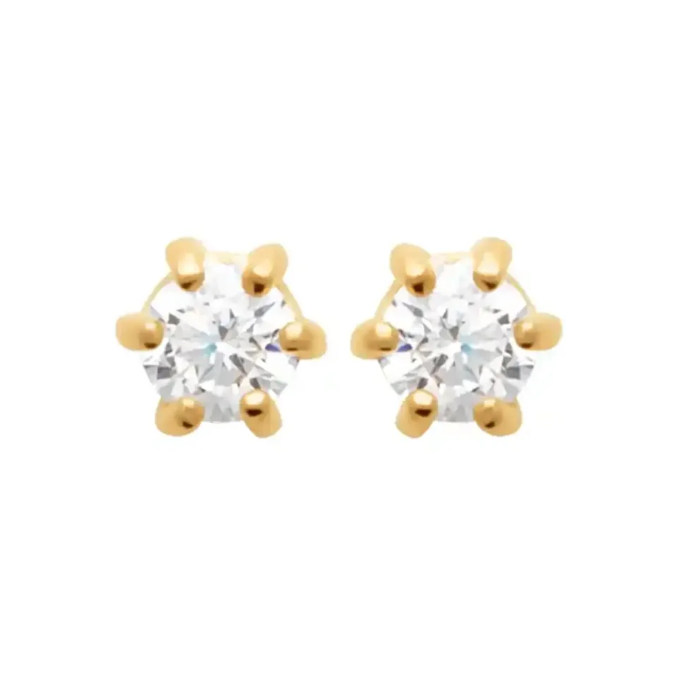 Oriana France puces d'oreilles zircon plaqué or solitaire
