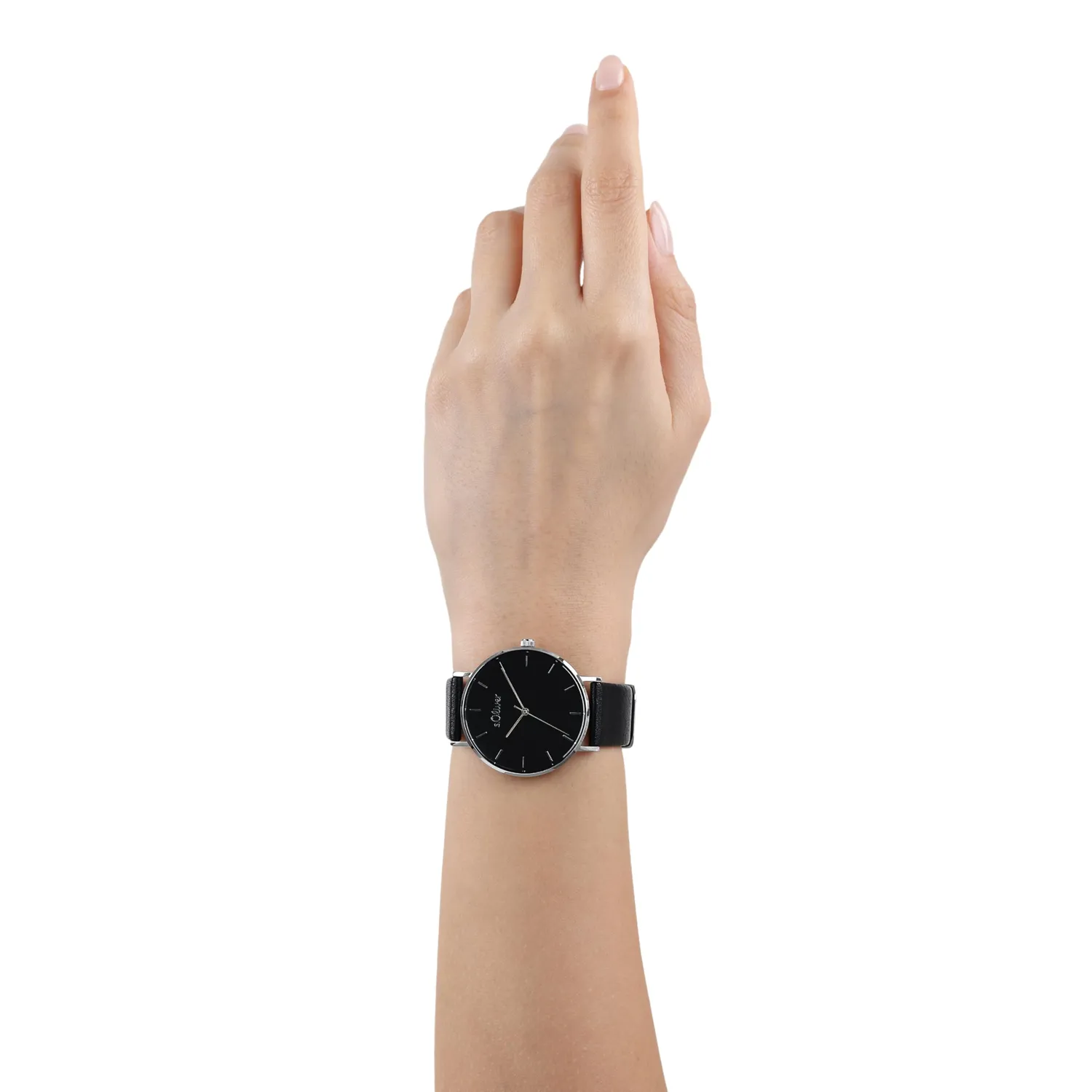 s.Oliver montre femme acier noir Schwarz Edelstahl