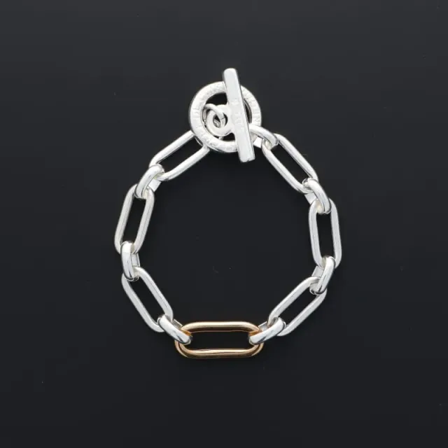 Secret de Cuir N°354 bracelet ovale bicolore argent doré