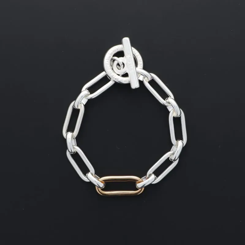 Secret de Cuir N°354 bracelet ovale bicolore argent doré