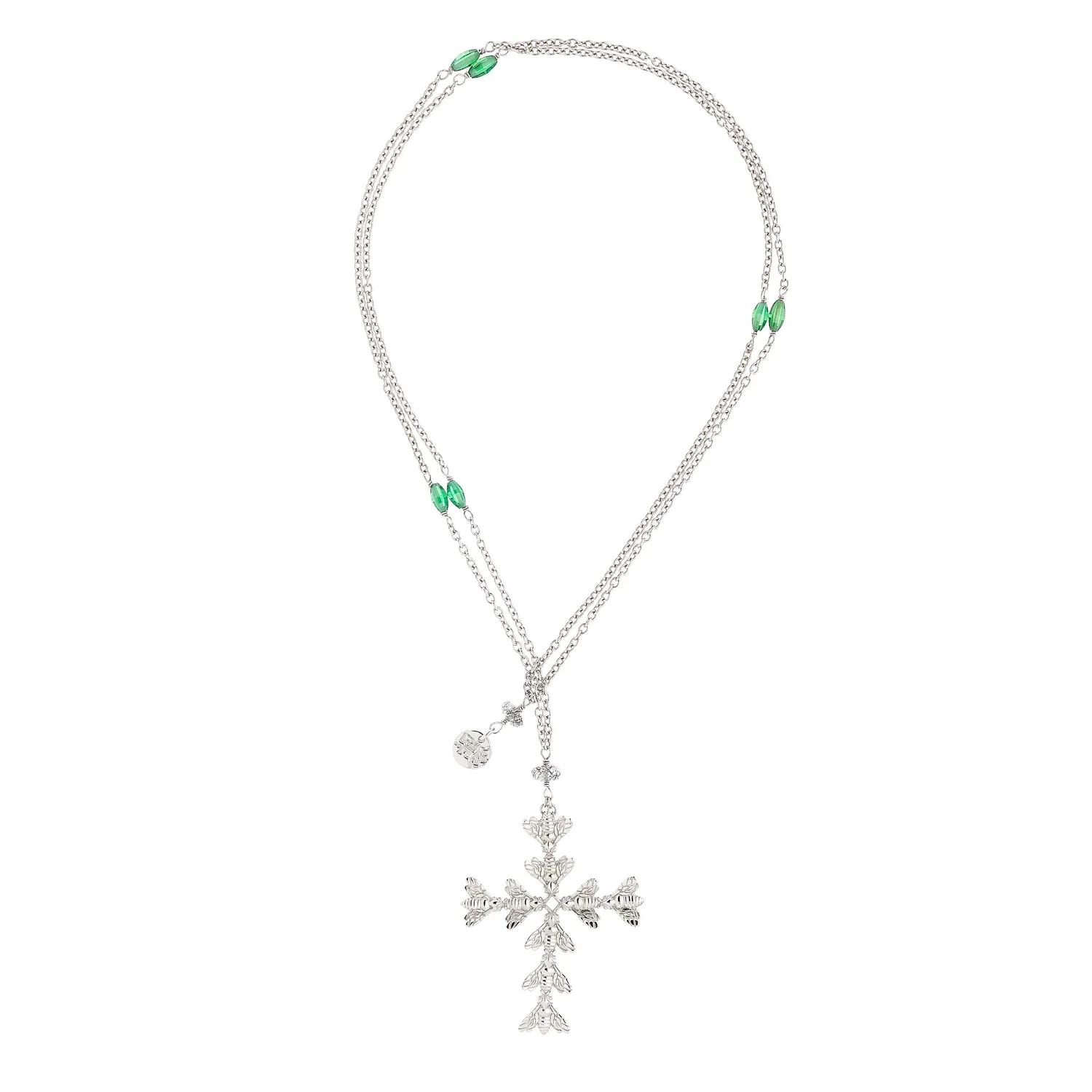 Lorella Tamberi Canal Bee Queen Bee Cross collier zircons verts