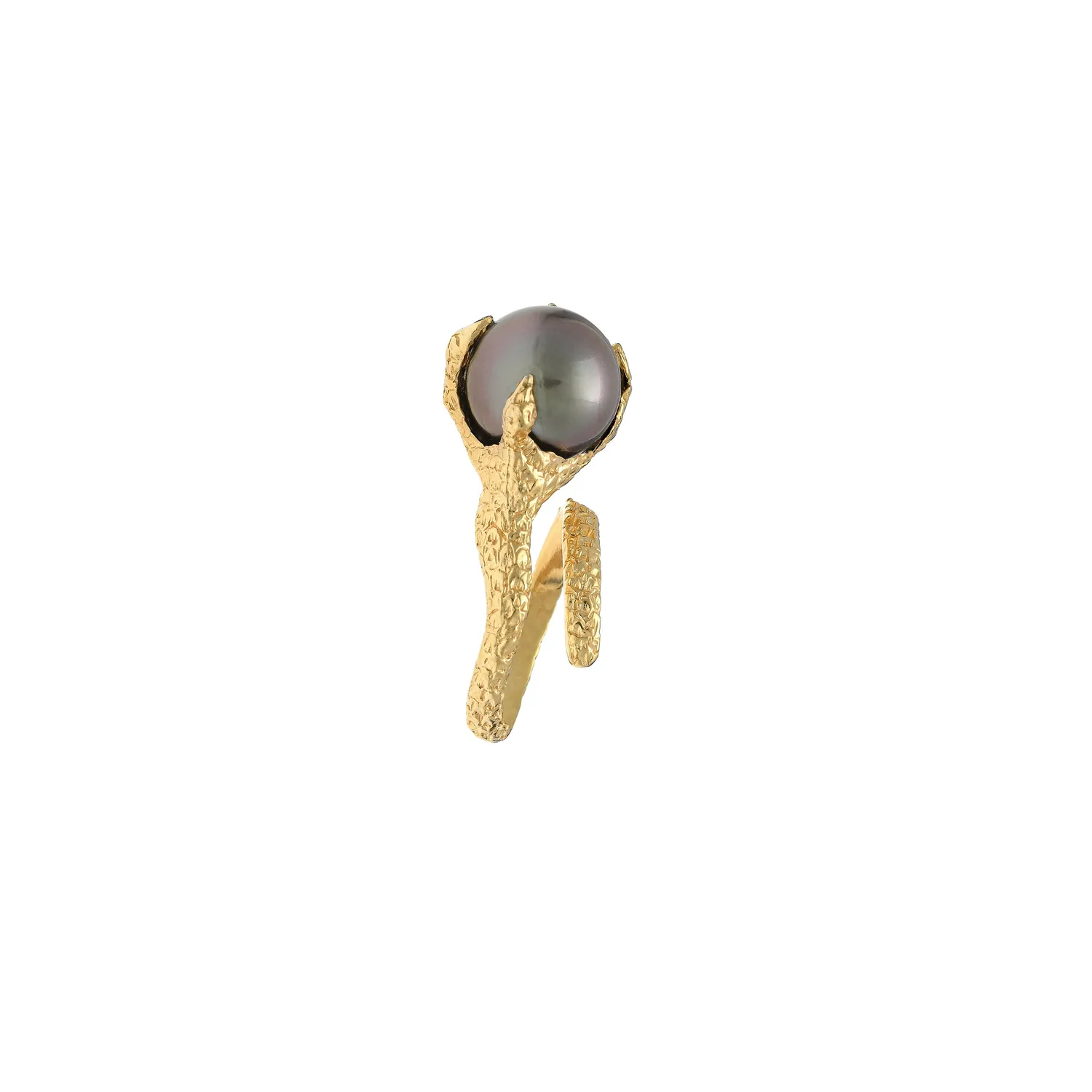 Lorella Tamberi Canal Artemis Talon Ring with Tahitian Pearl bague dorée