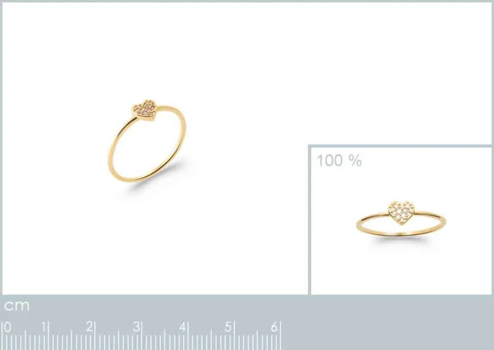 Oriana France bague fine cœur plaqué or cristaux