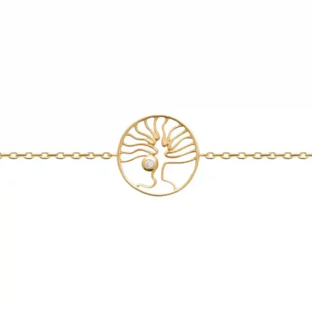 Oriana France arbre de vie bracelet plaqué or perle