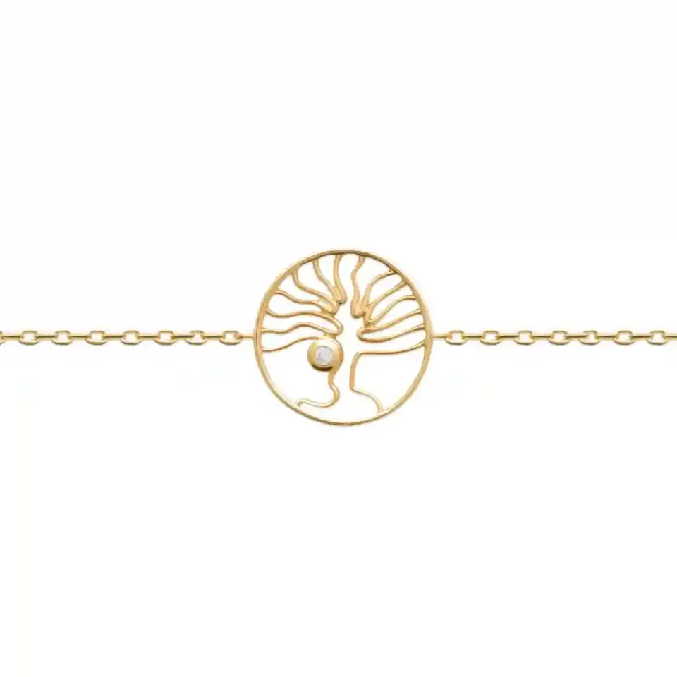Oriana France arbre de vie bracelet plaqué or perle