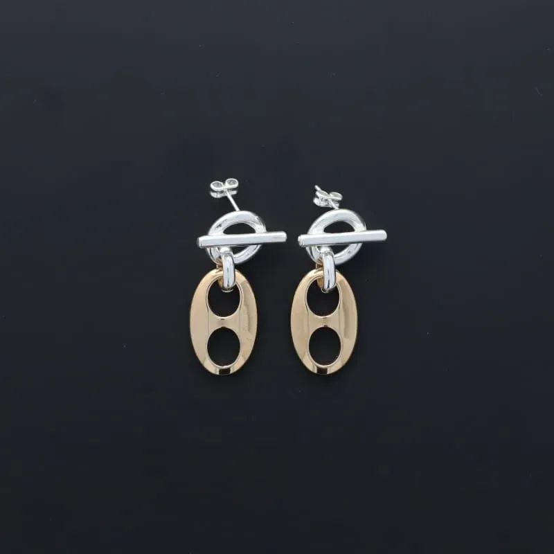 Secret de Cuir N°1608 boucles café bicolore plaqué argent