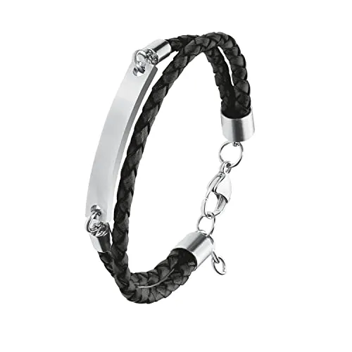 s.Oliver Bracelet Homme Cuir Acier Inoxydable Cadeau