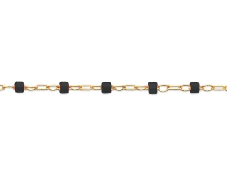 Oriana France bracelet perles miyuki noires plaqué or