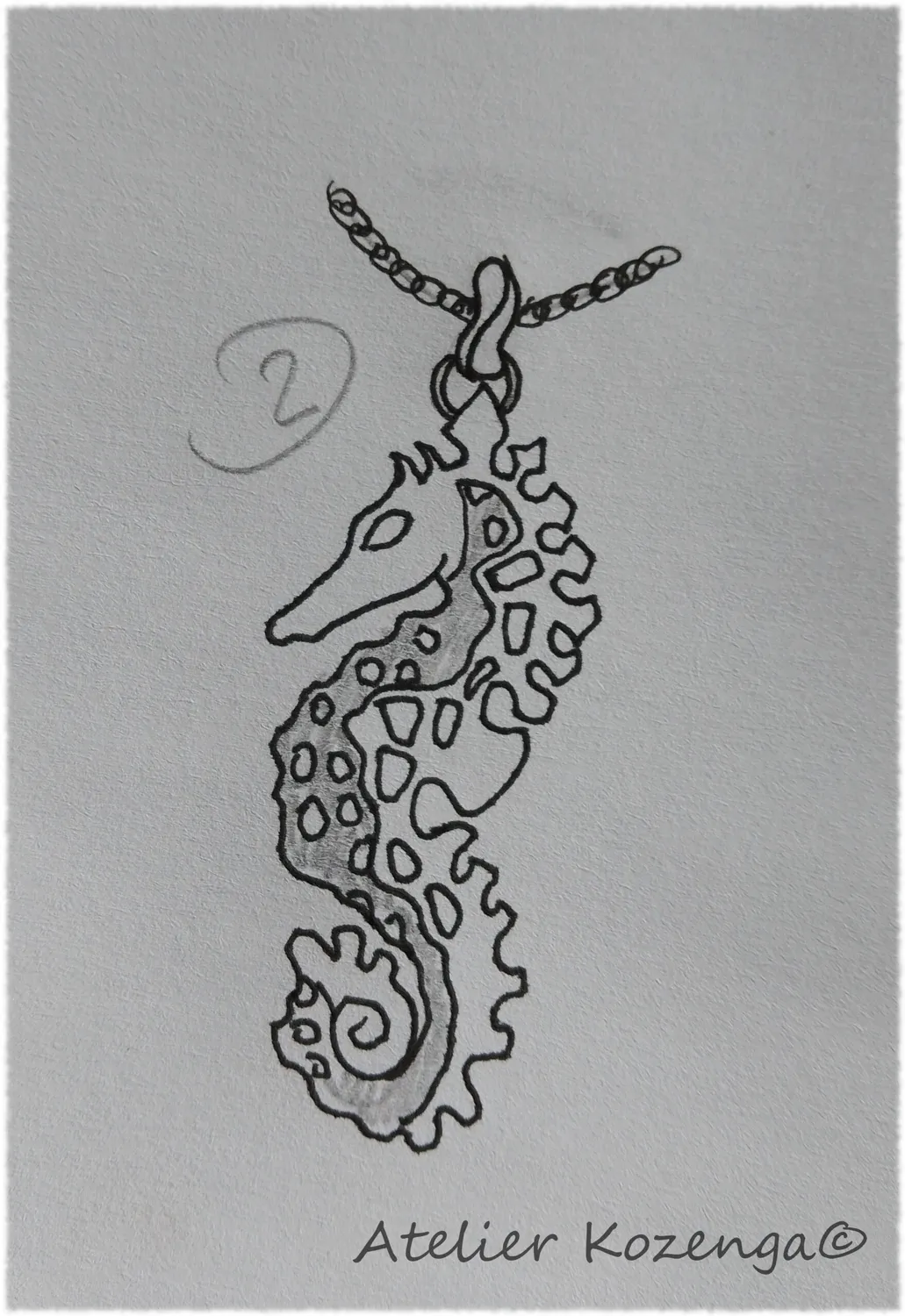 L'Atelier Kozenga Hippocampe pendentif argent
