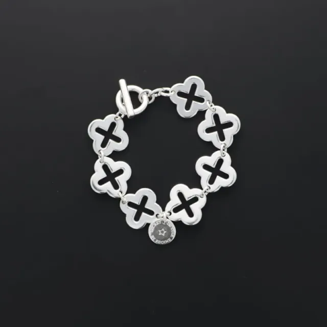 Secret de Cuir N°1535 bracelet 4 feuilles PM plaqué argent