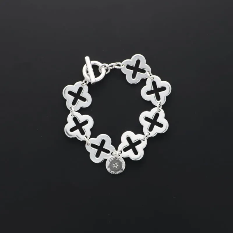 Secret de Cuir N°1535 bracelet 4 feuilles PM plaqué argent