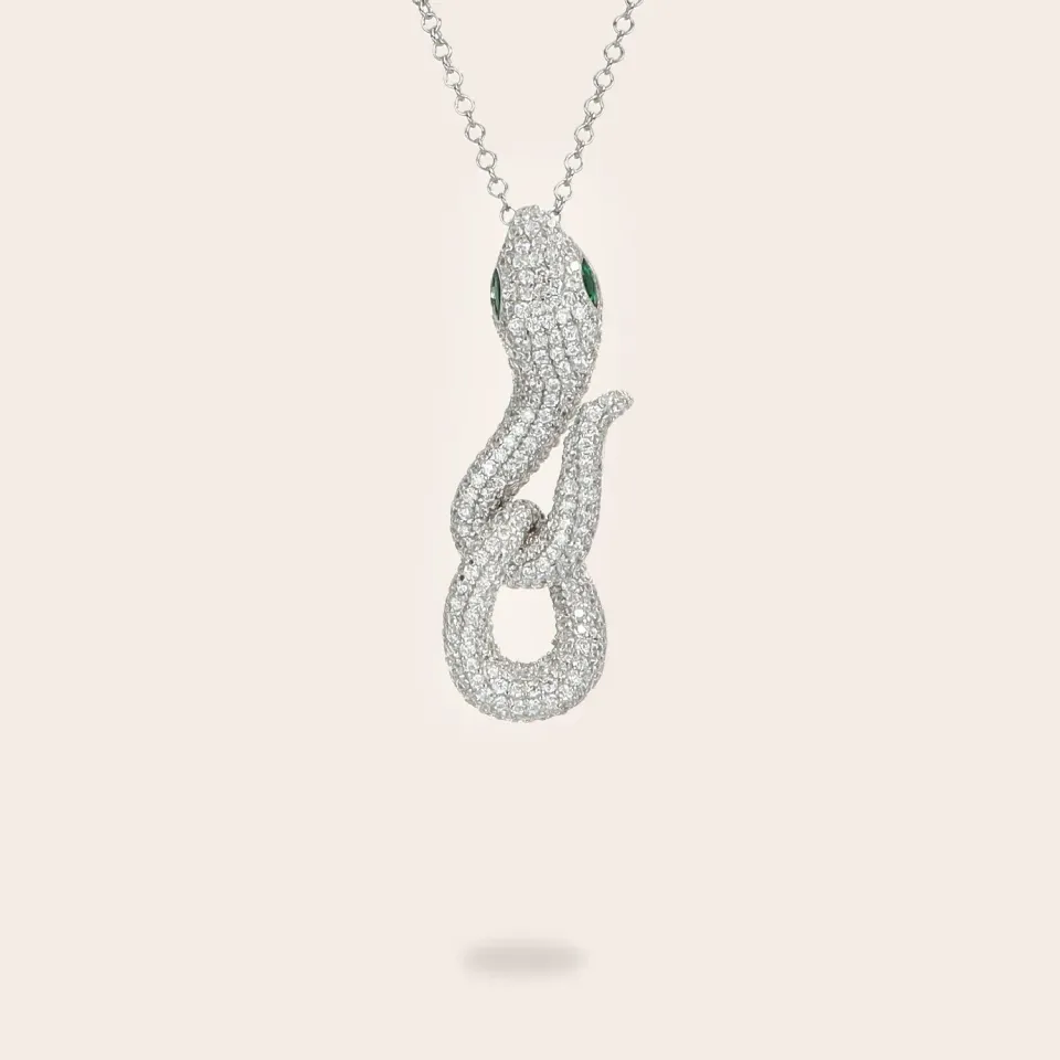 Ultima Edizione Snake collier pave blanc